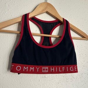 Tommy Hilfiger Red and Navy Sports Bra - Small